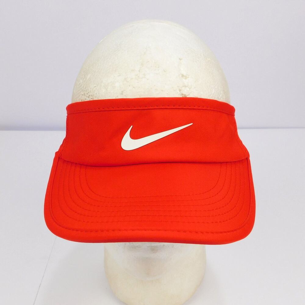 Nike Featherlight Dri-FIT Visor Hat Bright Crimson Adjustable Tennis Golf Runner